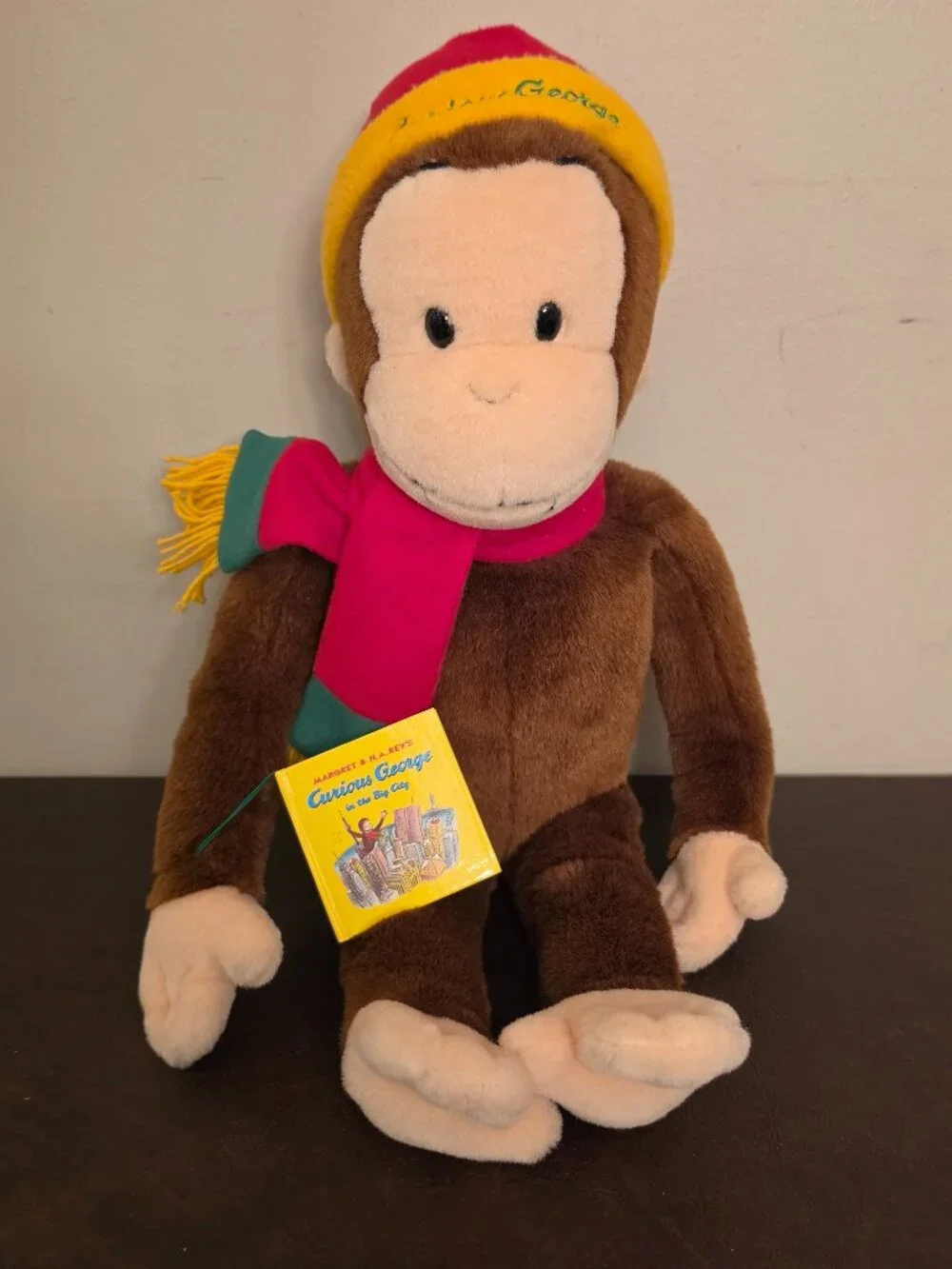 Vintage Macy's exclusive Curious George plush monkey hat and set from 2001